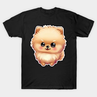 cute pomeranian dog pet portrait cartoon vector illustration T-Shirt